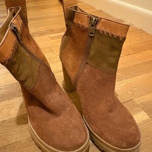 See By Chloe Tan and Brown Ankle Boots